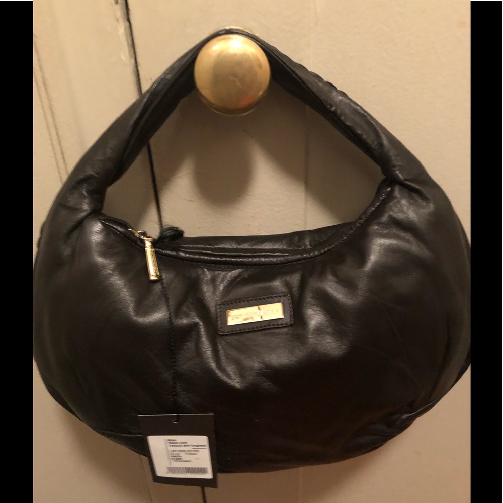 NWT Beautiful Bruno Magli brown Nappa Leather  hobo with top stitching